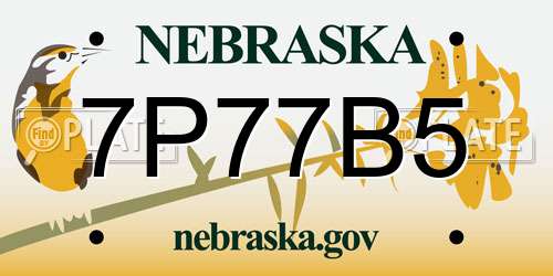 7P77B5 Nebraska License Plate
