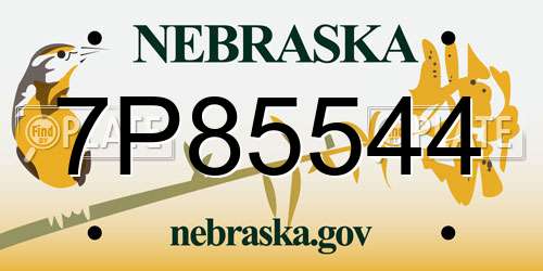 7P85544 Nebraska License Plate