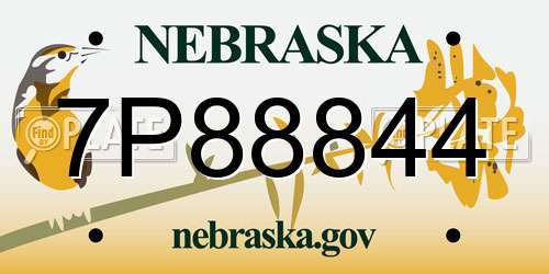 7P88844 Nebraska License Plate