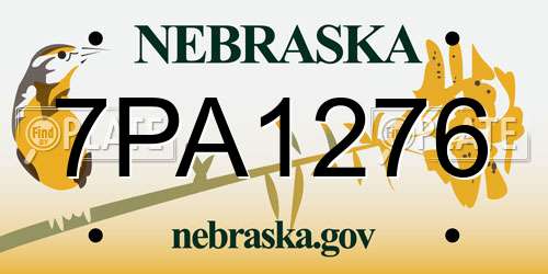7PA1276 Nebraska License Plate