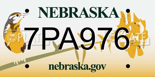 7PA976 Nebraska License Plate