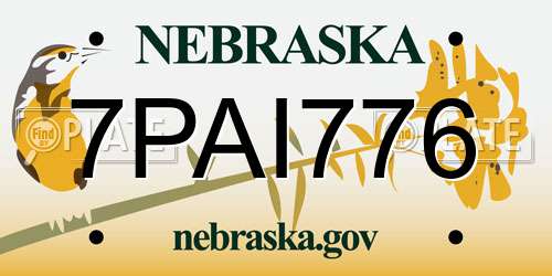 7PAI776 Nebraska License Plate