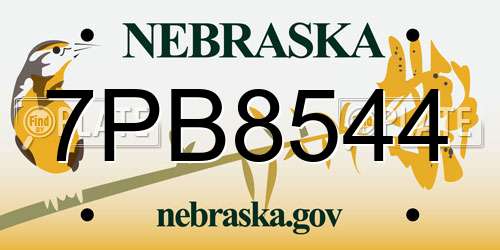 7PB8544 Nebraska License Plate