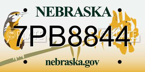 7PB8844 Nebraska License Plate