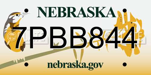 7PBB844 Nebraska License Plate