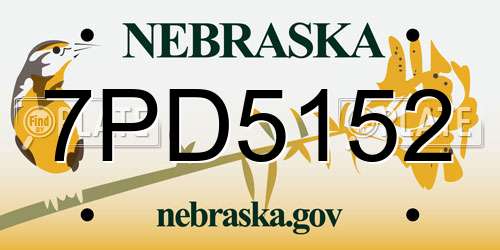 7PD5152 Nebraska License Plate