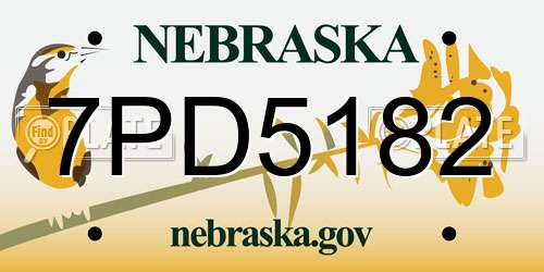 7PD5182 Nebraska License Plate