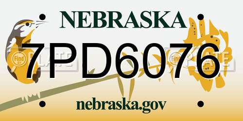 7PD6076 Nebraska License Plate