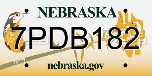 7PDB182 Nebraska License Plate