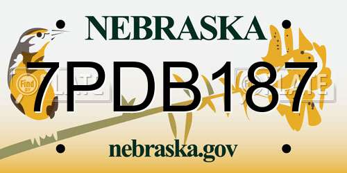 7PDB187 Nebraska License Plate