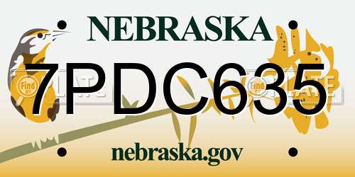 7PDC635 Nebraska License Plate