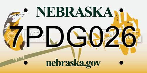 7PDG026 Nebraska License Plate