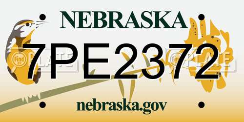 7PE2372 Nebraska License Plate