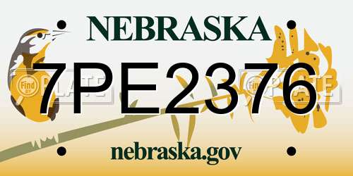 7PE2376 Nebraska License Plate