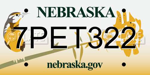 7PET322 Nebraska License Plate