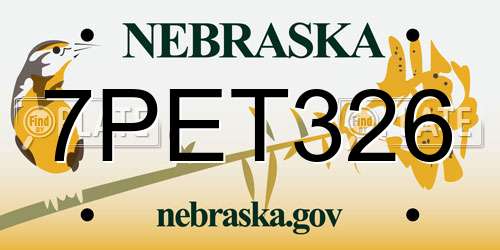7PET326 Nebraska License Plate