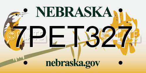 7PET327 Nebraska License Plate