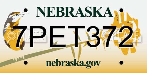 7PET372 Nebraska License Plate