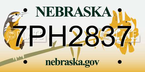 7PH2837 Nebraska License Plate