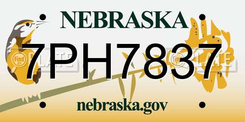 7PH7837 Nebraska License Plate