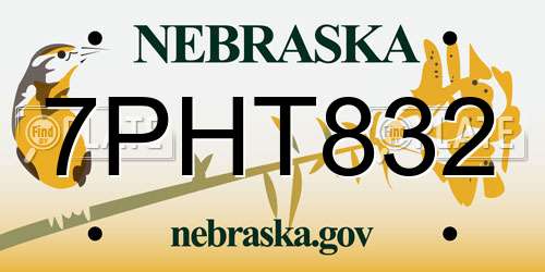 7PHT832 Nebraska License Plate