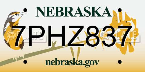 7PHZ837 Nebraska License Plate