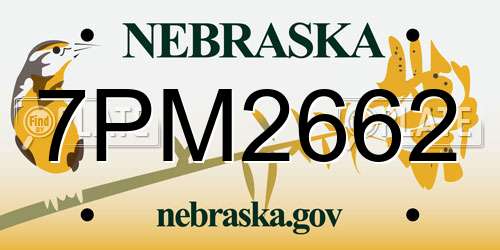 7PM2662 Nebraska License Plate