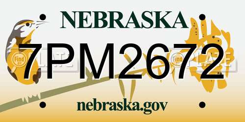 7PM2672 Nebraska License Plate