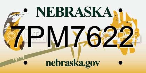 7PM7622 Nebraska License Plate
