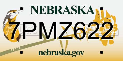 7PMZ622 Nebraska License Plate
