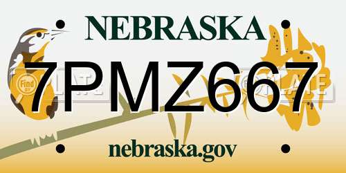 7PMZ667 Nebraska License Plate