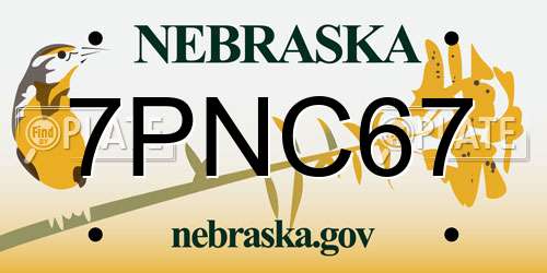 7PNC67 Nebraska License Plate