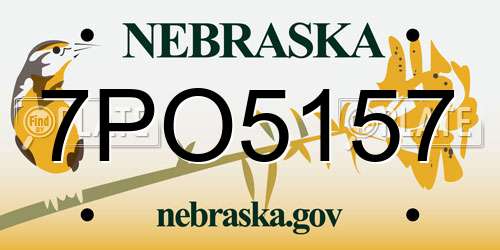 7PO5157 Nebraska License Plate