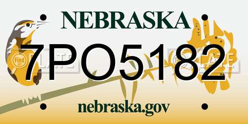 7PO5182 Nebraska License Plate