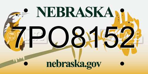 7PO8152 Nebraska License Plate