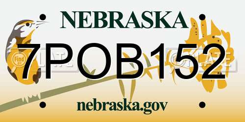7POB152 Nebraska License Plate