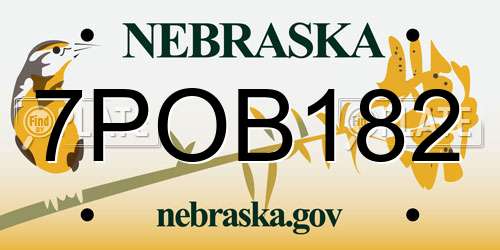 7POB182 Nebraska License Plate