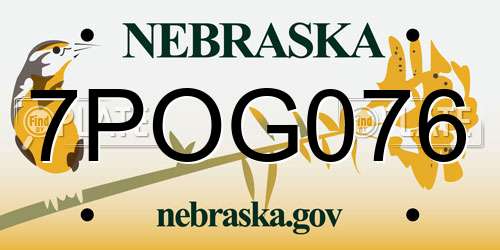 7POG076 Nebraska License Plate