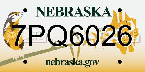 7PQ6026 Nebraska License Plate