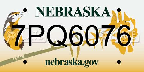 7PQ6076 Nebraska License Plate