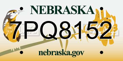 7PQ8152 Nebraska License Plate