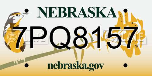 7PQ8157 Nebraska License Plate