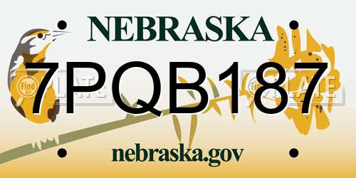 7PQB187 Nebraska License Plate