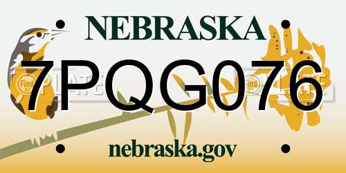 7PQG076 Nebraska License Plate