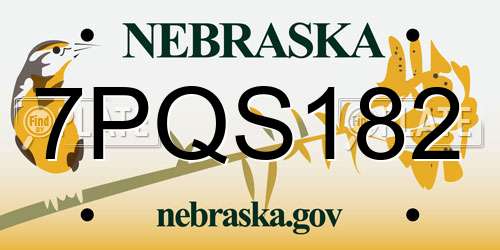7PQS182 Nebraska License Plate