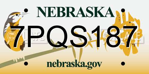 7PQS187 Nebraska License Plate