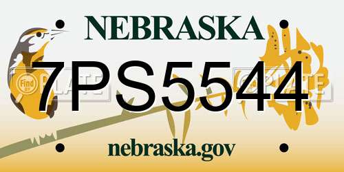 7PS5544 Nebraska License Plate