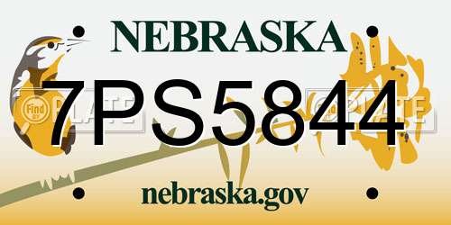 7PS5844 Nebraska License Plate