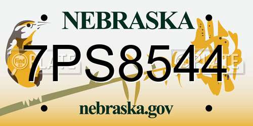 7PS8544 Nebraska License Plate