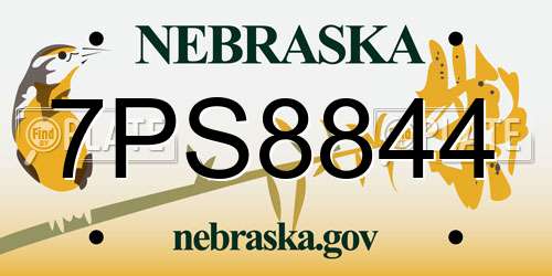 7PS8844 Nebraska License Plate